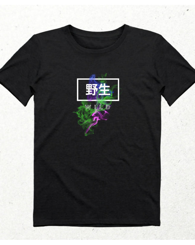 Wild Japonca Yazılı Kanji Tişört - basmatik.com