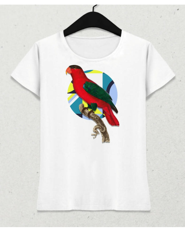 Papağan Kadın Kısa Kol T-shirt 4 - basmatik.com