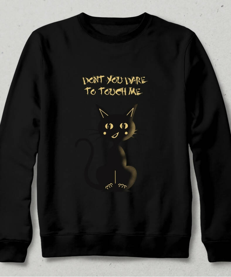 Bana Dokunma Kara Kedi Sweatshirt