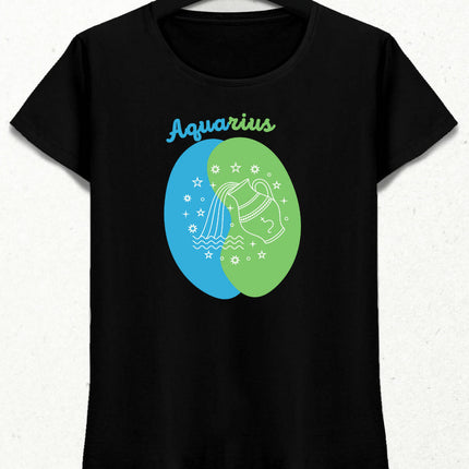 Kova Burcu - Aquarius Minimalist Renkli Tasarım Kadın T-Shirt