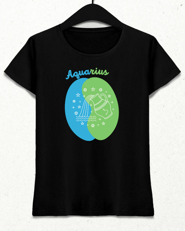 Kova Burcu - Aquarius Minimalist Renkli Tasarım Kadın T-Shirt