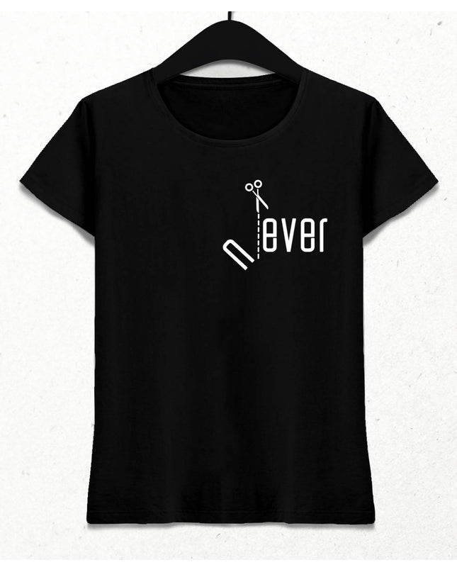 Never & Ever Kadın Siyah Tişört - basmatik.com