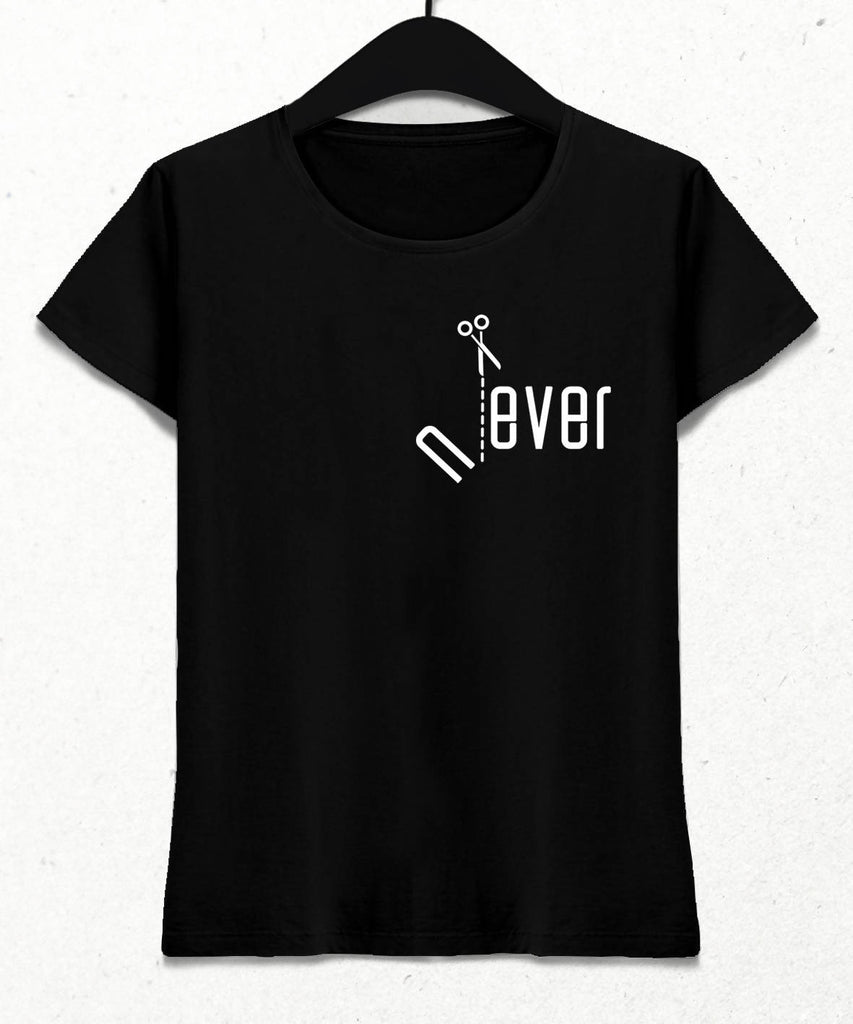 Never & Ever Kadın Siyah Tişört - basmatik.com