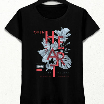 Open Your Heart Kadın Streetwear Tasarım T-shirt