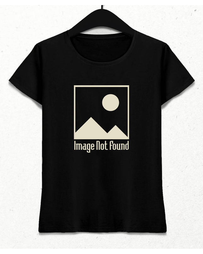 Image Not Found Temalı Kadın Siyah Tişört - basmatik.com