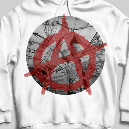 Anarchy Unisex White Hooded Sweatshirt