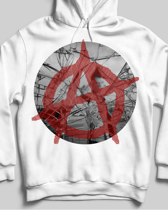 Anarchy Unisex White Hooded Sweatshirt