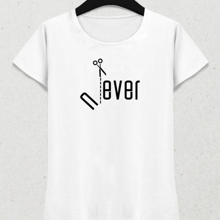 Never & Ever Kadın Beyaz Tişört - basmatik.com