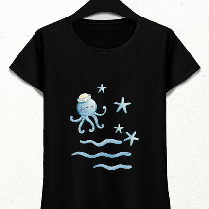 Sevimli Ahtapot Deniz ve Yaz Temalı Tişört