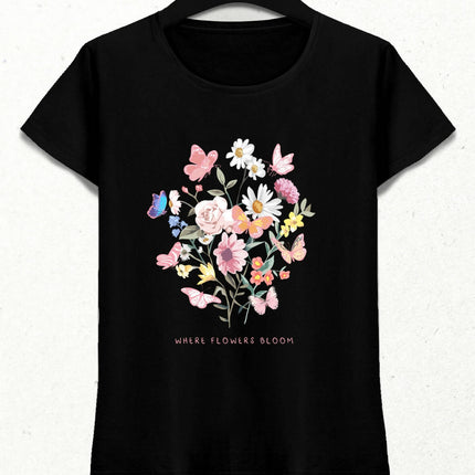 Where Flowers Bloom Kadın Streetwear Tasarım T-shirt