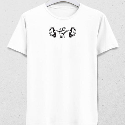 Halter Temalı Erkek Beyaz Tişört - basmatik.com