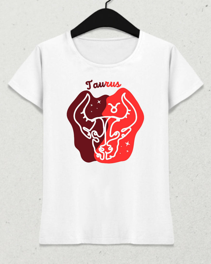 Boğa Burcu - Taurus Minimalist Renkli Tasarım Kadın T-Shirt
