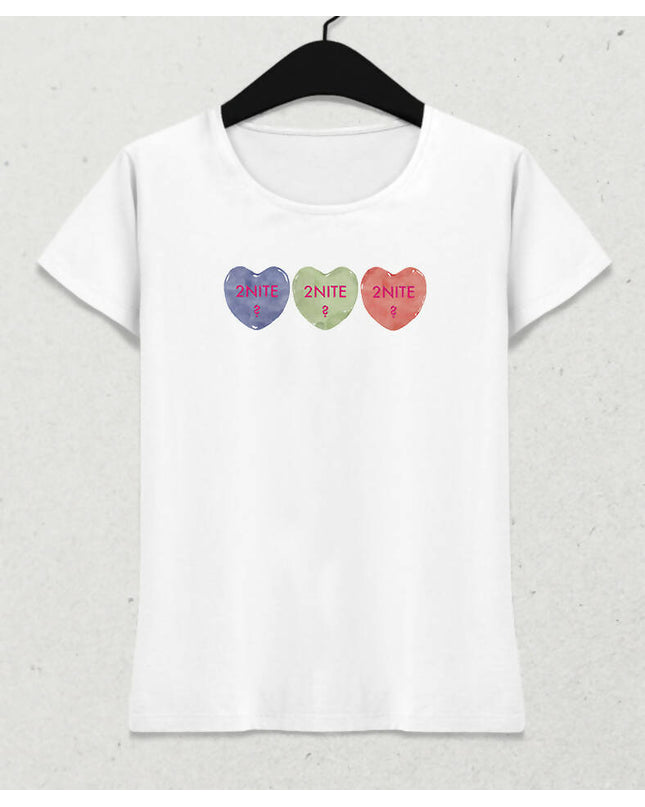 Valentine's V, Kalpli Slogan Kadın Tişört