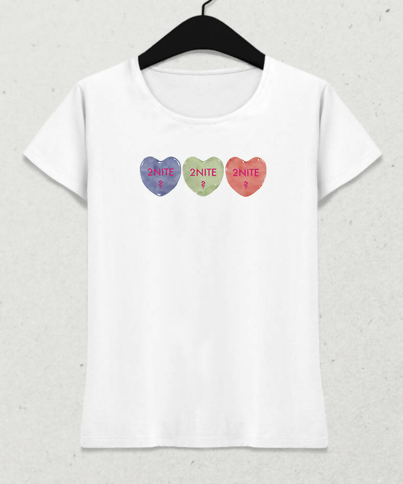 Valentine's V, Kalpli Slogan Kadın Tişört