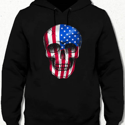 USA Skull Flag Hooded Sweatshirt