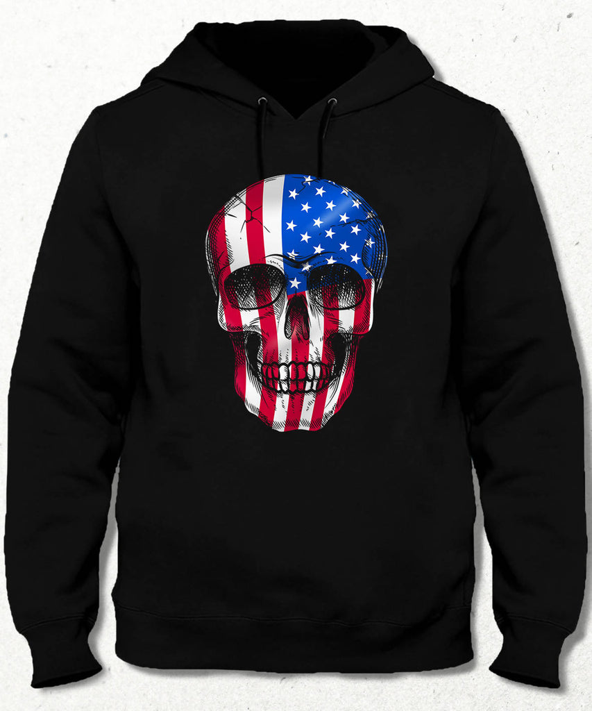 Usa Skull Flag Kapüşonlu Sweatshirt