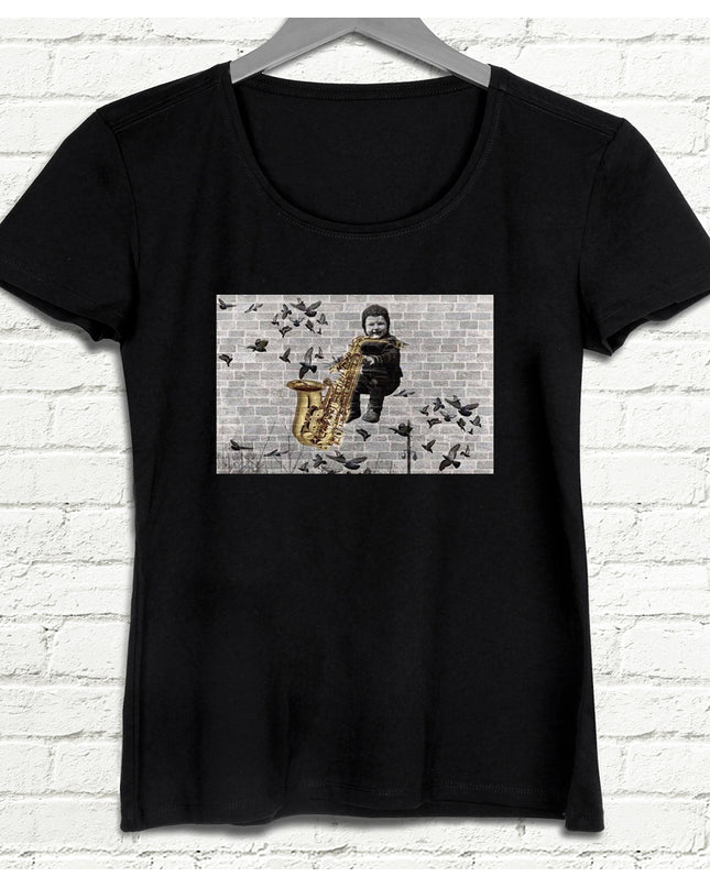 Sokakta sanat var! Kadın Siyah tshirt - basmatik.com