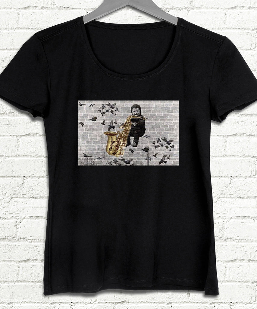 Sokakta sanat var! Kadın Siyah tshirt - basmatik.com