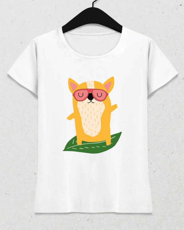 Surfer Corgi Dog women's t-shirt