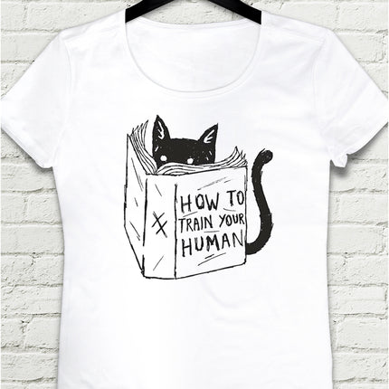 Akılı Kedi Beyaz Tişört - basmatik.com