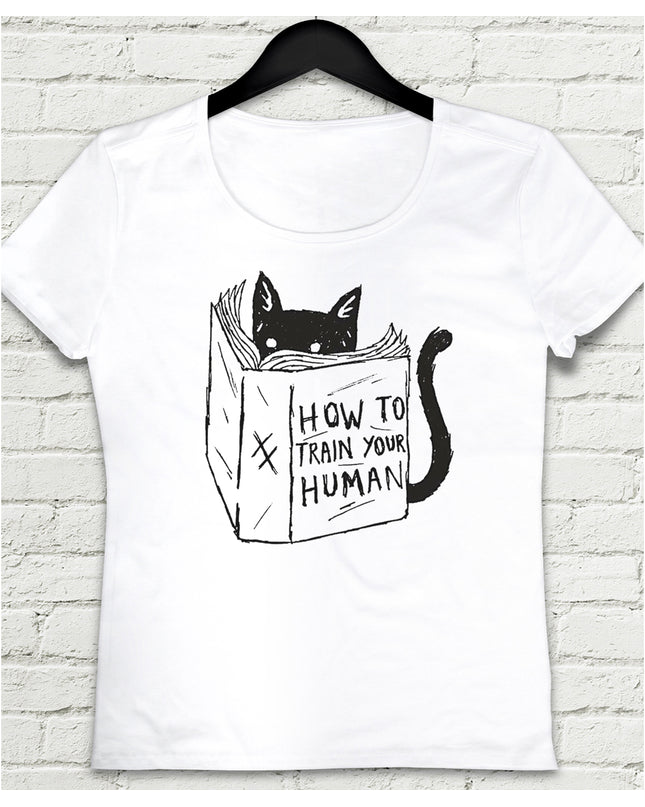 Akılı Kedi Beyaz Tişört - basmatik.com