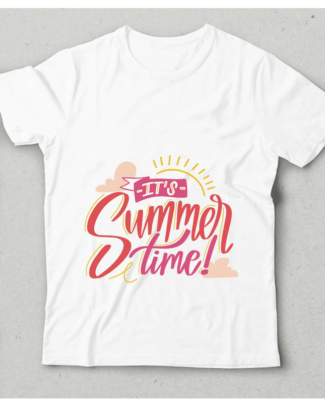 Summer Time Bisiklet yaka Kısa Kollu Tişört