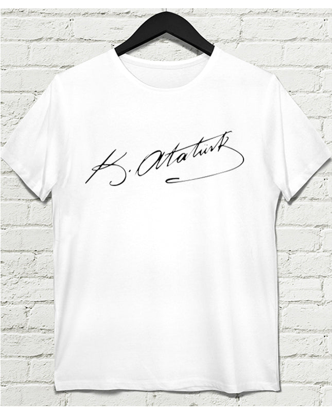 Atatürk imza Beyaz Erkek tshirt - basmatik.com