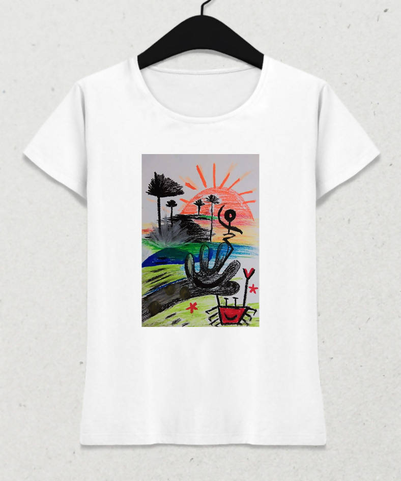 Çocuk Dünyası Kadın Beyaz Tişört - basmatik.com