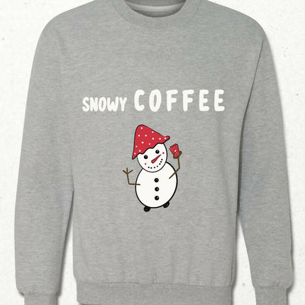 Coffee Snowman Sweatshirt in the Snow