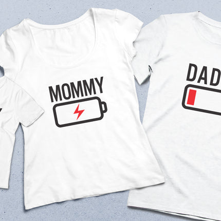 Batarya Anne baba çocuk tişört seti - basmatik.com