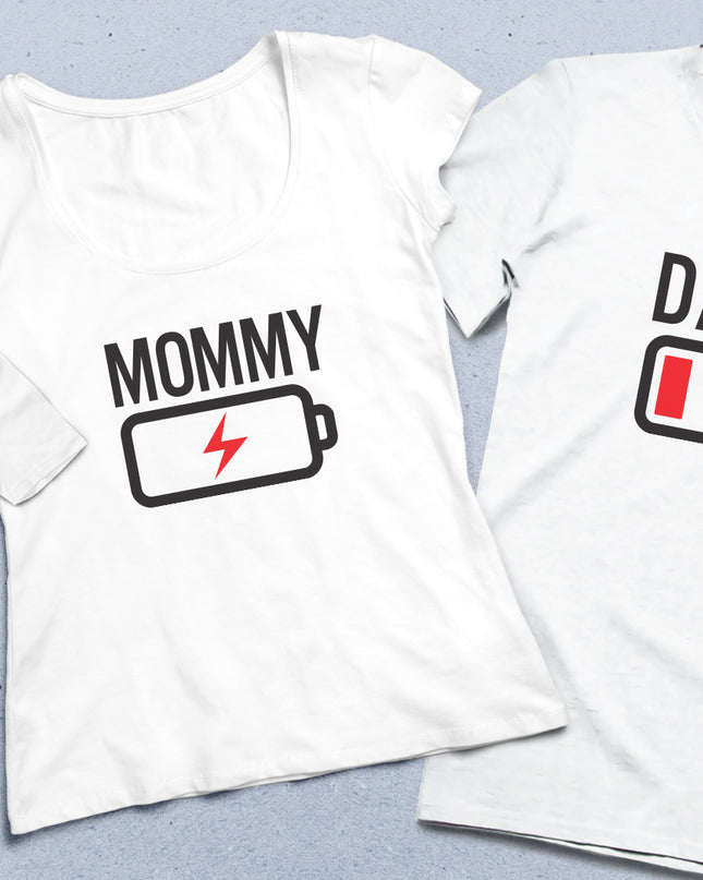 Batarya Anne baba çocuk tişört seti - basmatik.com