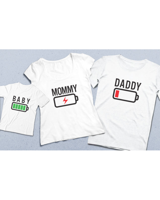 Batarya Anne baba çocuk tişört seti - basmatik.com