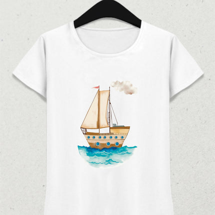Yelkenli ve Deniz Temalı Tatil Tişört
