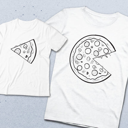 Baba ve çocuk Pizza tişört seti - basmatik.com