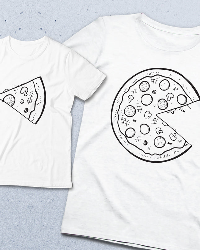 Baba ve çocuk Pizza tişört seti - basmatik.com