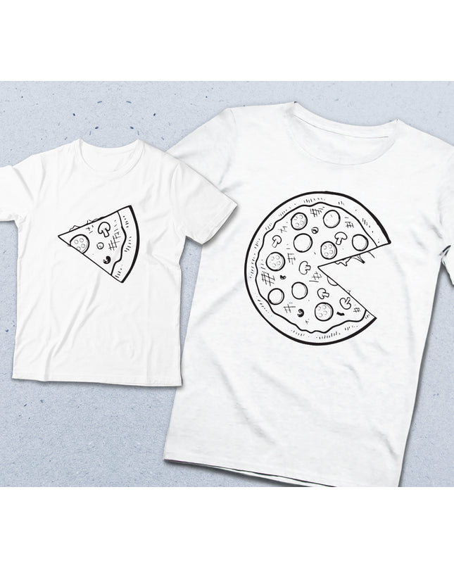 Baba ve çocuk Pizza tişört seti - basmatik.com