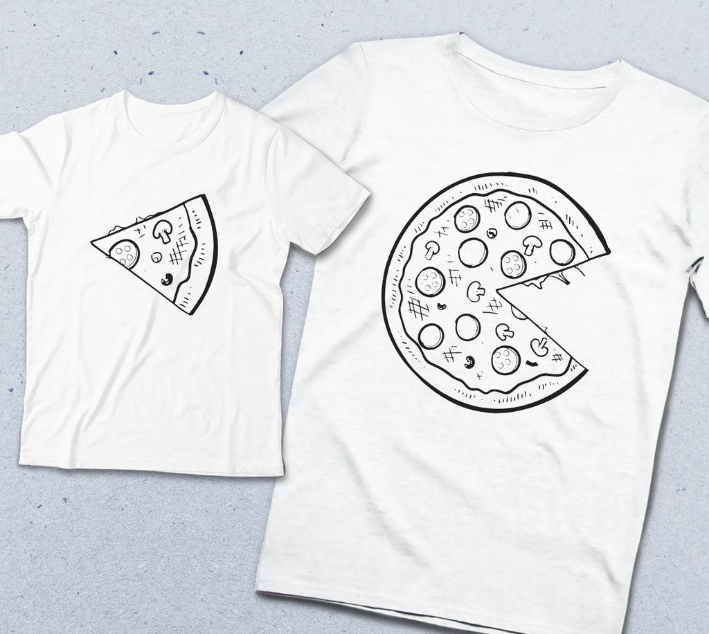 Baba ve çocuk Pizza tişört seti - basmatik.com