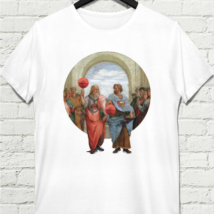 Basketball - Platon and Aristoteles Beyaz Tişört - basmatik.com