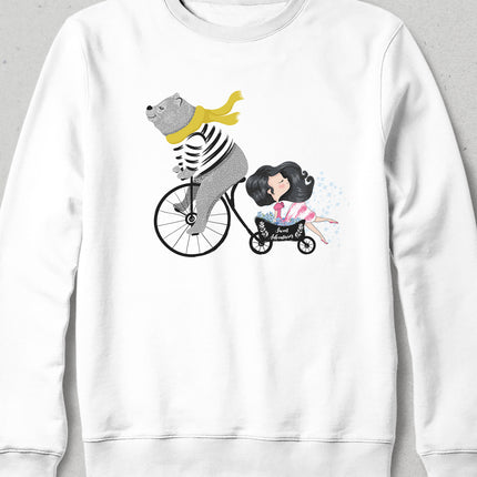 Bear and girl beyaz sweatshirt - basmatik.com