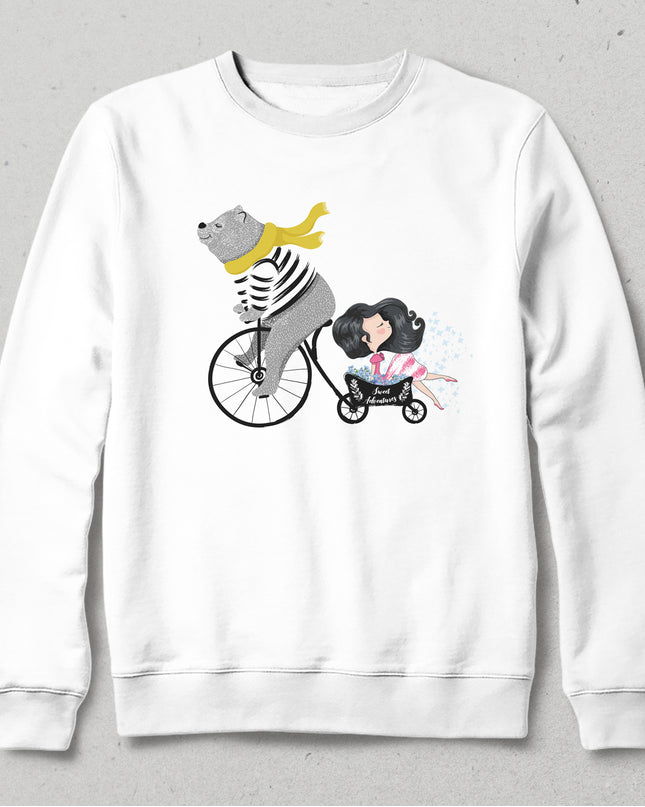 Bear and girl beyaz sweatshirt - basmatik.com
