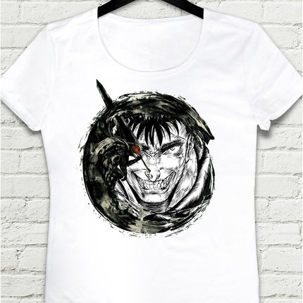 Berserk Yuvarlak  Beyaz Kadın T-Shirt - basmatik.com