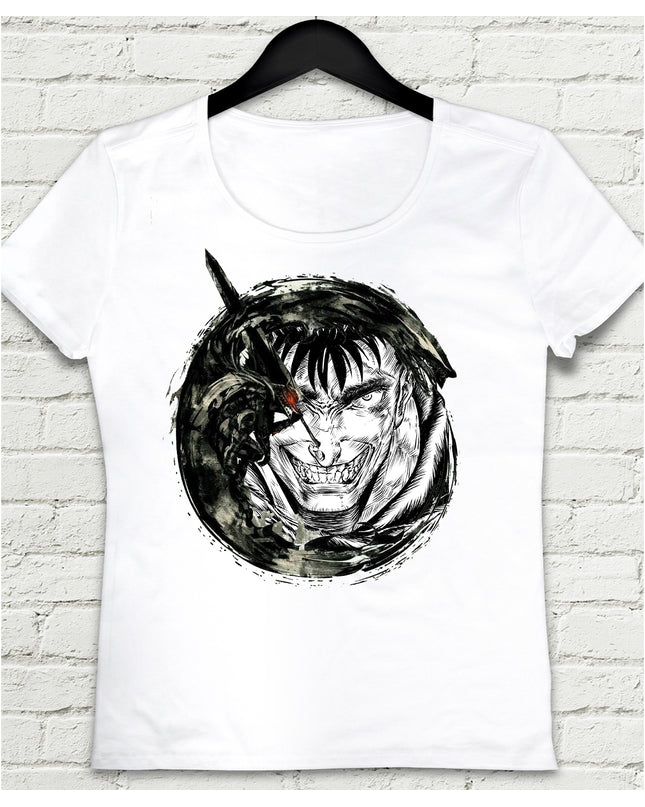 Berserk Yuvarlak  Beyaz Kadın T-Shirt - basmatik.com