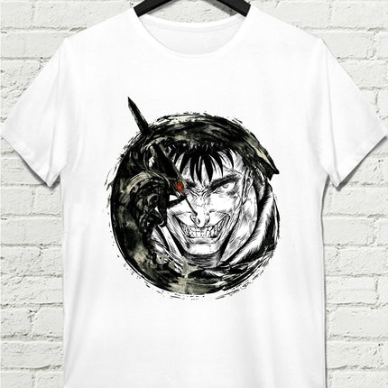 Berserk Yuvarlak Beyaz Erkek Tshirt - basmatik.com