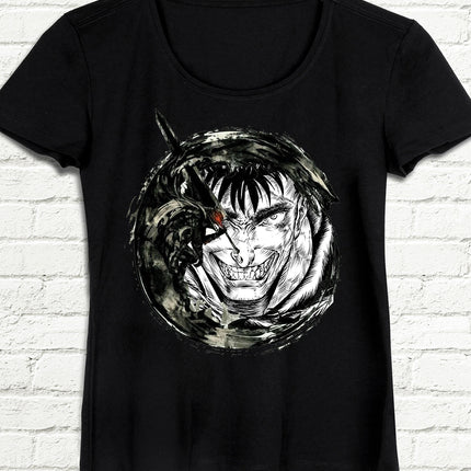 Berserk Yuvarlak Siyah Kadın T-Shirt - basmatik.com