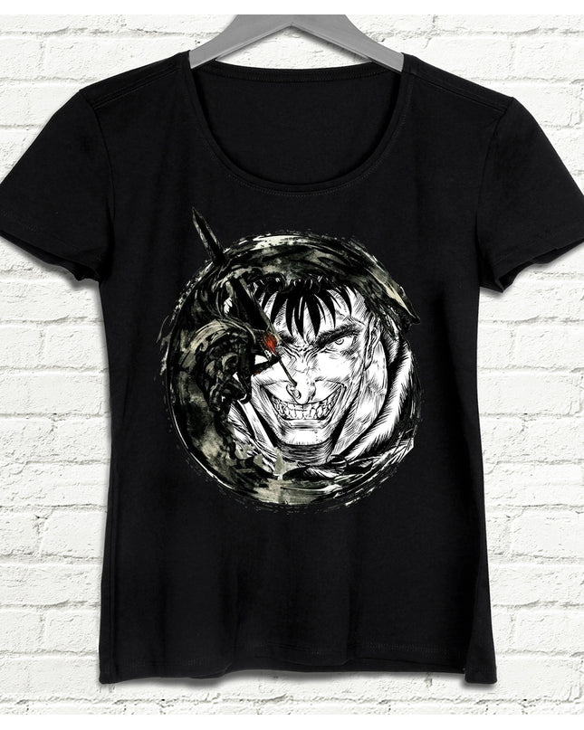 Berserk Yuvarlak Siyah Kadın T-Shirt - basmatik.com