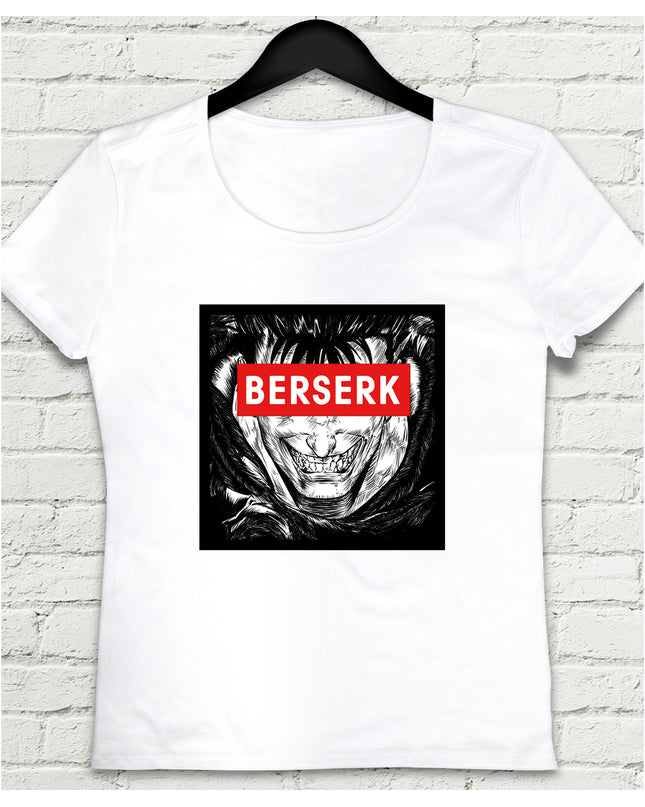 Berserk yazılı Beyaz Kadın T-Shirt - basmatik.com