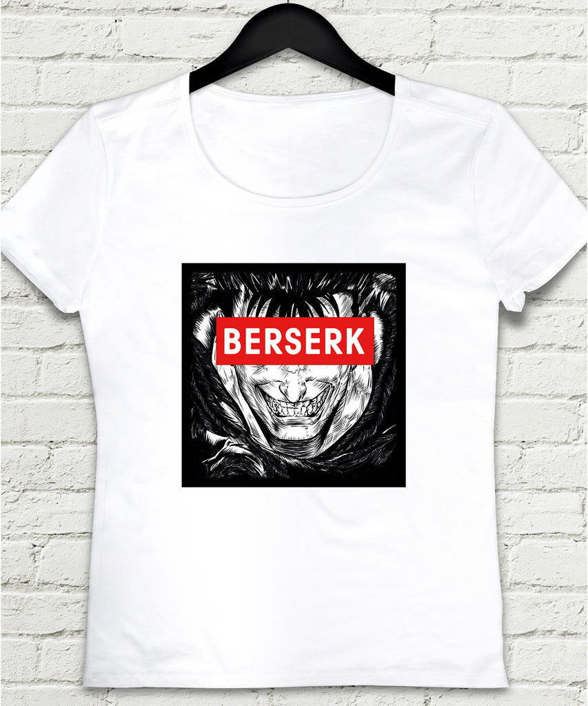 Berserk yazılı Beyaz Kadın T-Shirt - basmatik.com
