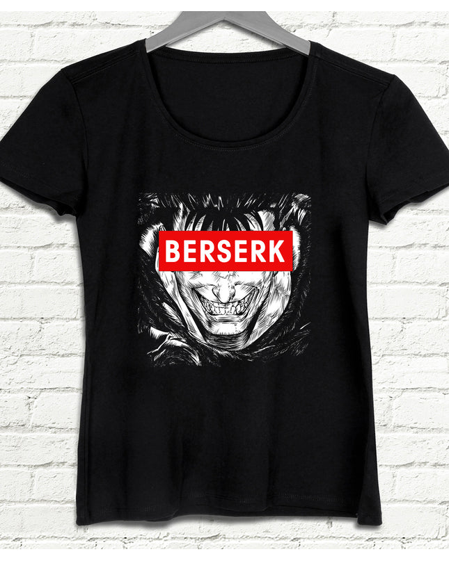 Berserk Yazılı Siyah Kadın T-Shirt - basmatik.com