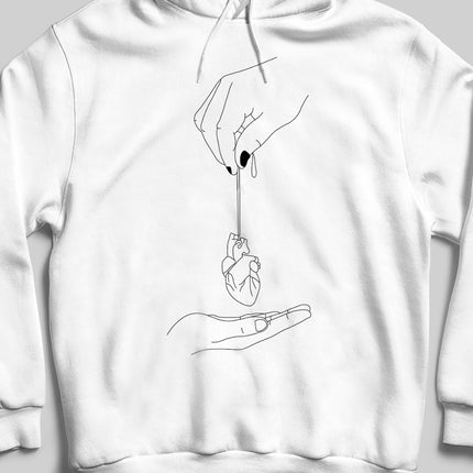 Broken Hearth Beyaz Kapşonlu - basmatik.com