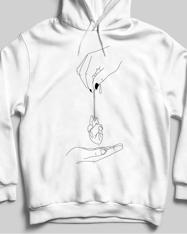 Broken Hearth Beyaz Kapşonlu - basmatik.com